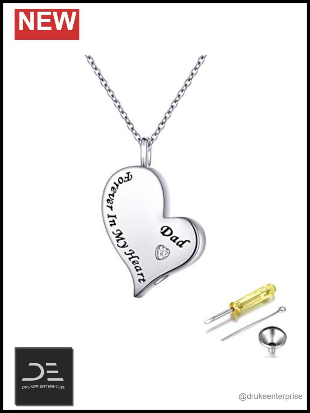 925 Sterling Silver Cremation Urn Necklace for Ashes Memorial Jewelry Dad